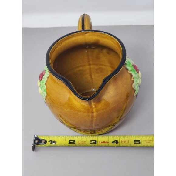 Vintage Japanese Ceramic Pitcher With‎ Embossed Fruit Design & Handle - Picture 10 of 11